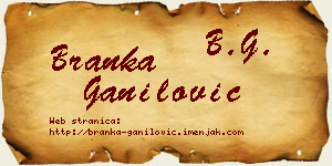 Branka Ganilović vizit kartica